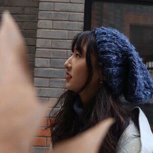 Beautiful Blue Wool Hat from Korea